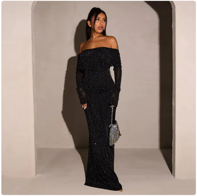 Luxe Off-shoulder Jurk met Pailletten